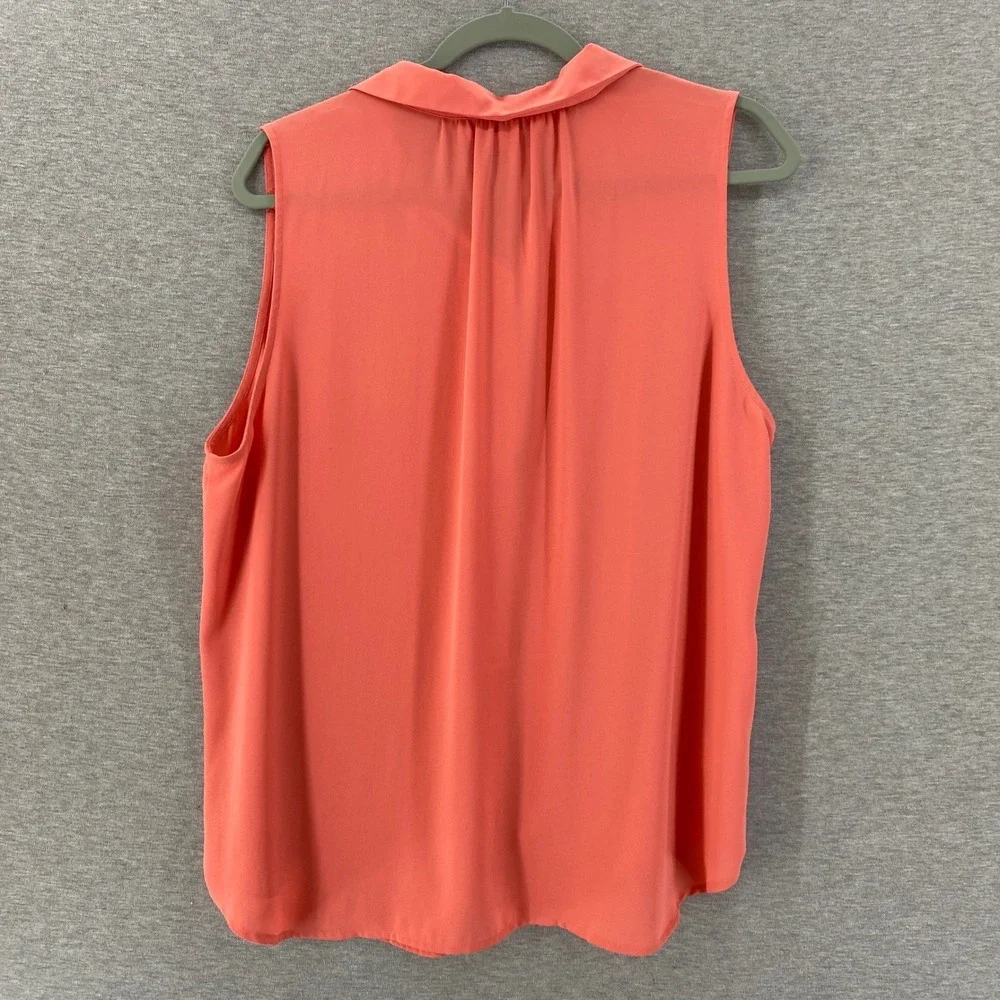 LOFT Women‎ Coral Scallop Trim Sleeveless Button Up Blouse Shirt XL - Picture 2 of 7
